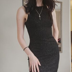 Windsor Black Bodycon Halter Mini Dress